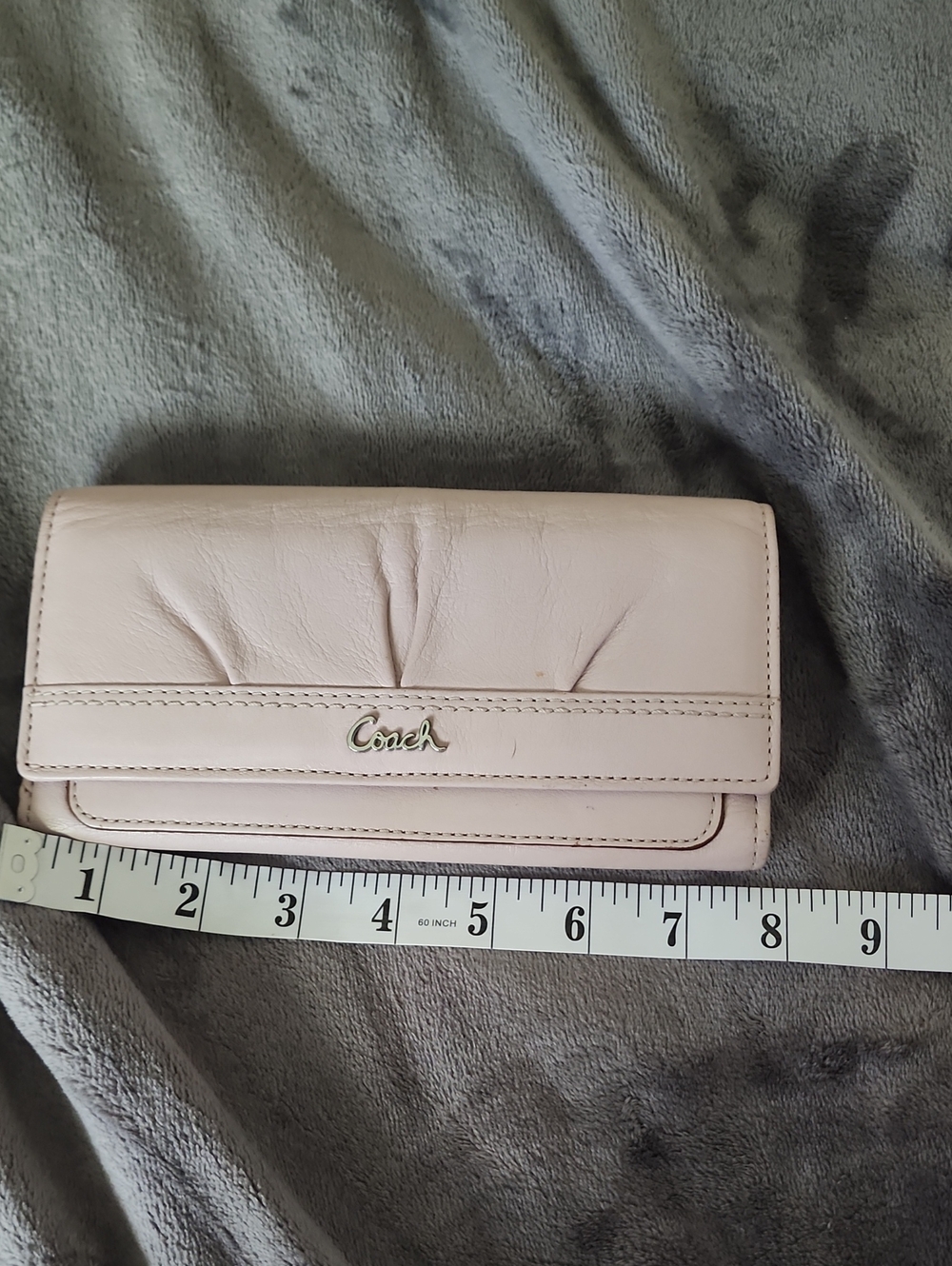 Coach Blush Pink Leather Continental Wallet with Gold Logo